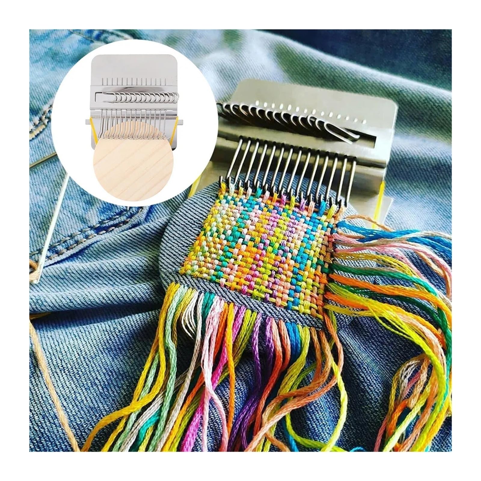 Mini Darning Loom, przenośne narzędzie do tkania skarpet dżinsowych, mała maszyna do naprawy odzieży domowej