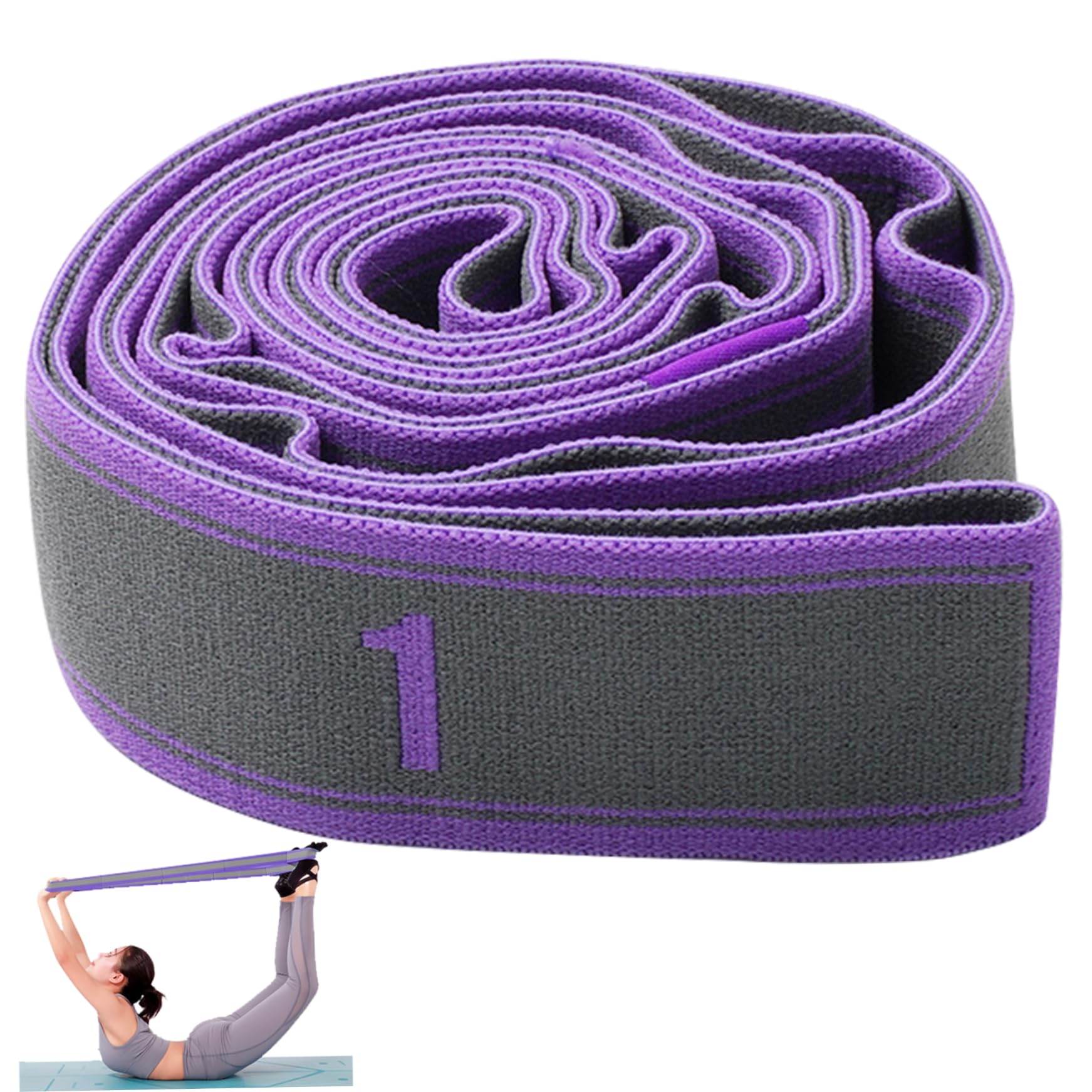 Yoga Strap Elastic Flex Strap 9 Loop Dual Layer Numbered Stretch Band Polyester Cotton Odor-Free Yoga Straps For Stretching Accessories 141-160cm