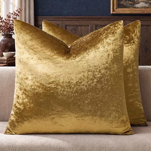 GIGIZAZA Gold Velvet Pillow Covers 18x18 Decorative