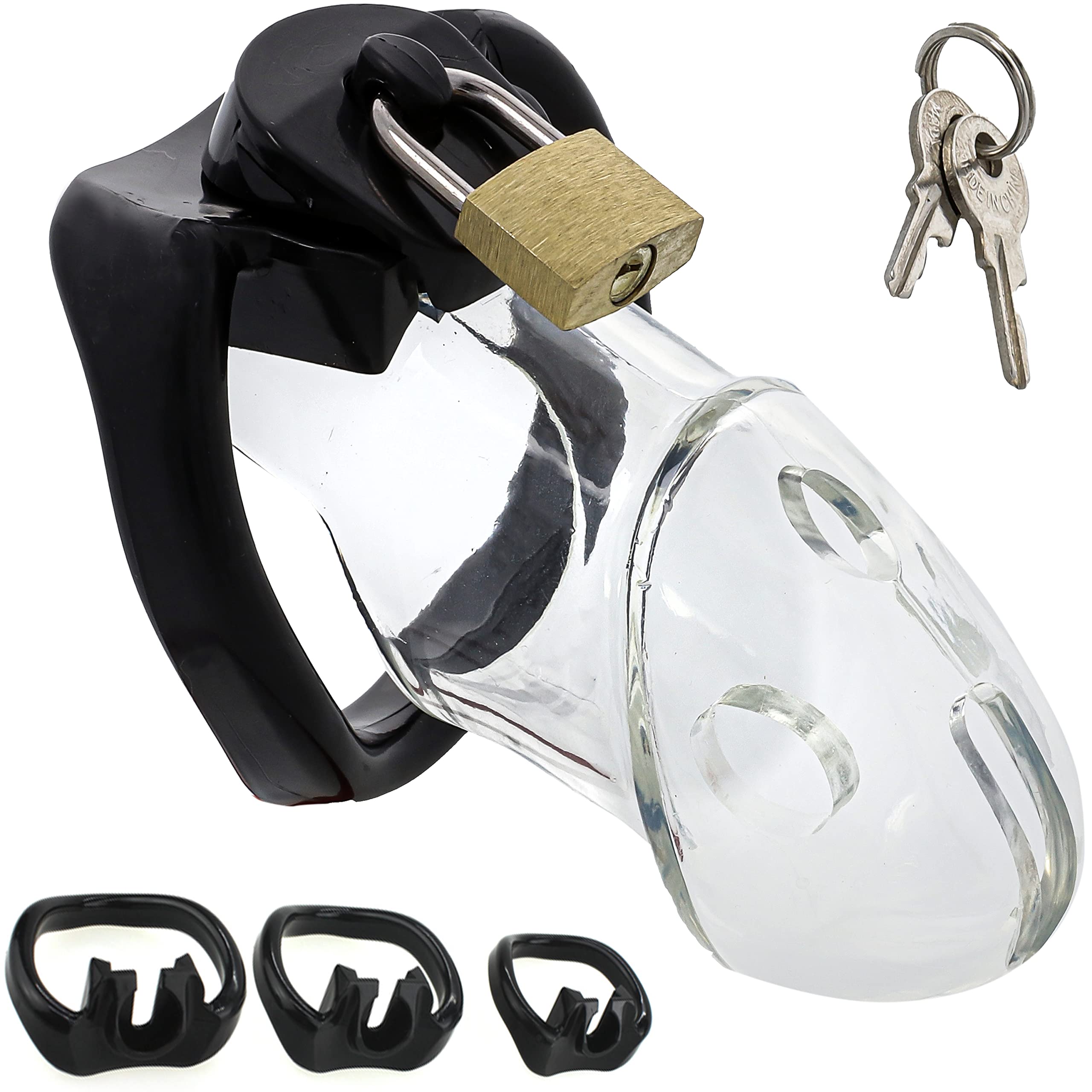 N22-4 Peniskäfig Cockcage Ringsatz, Keuschheitsgürtel Für Männer Mann, Keuschheit Ihn Keuschheits, Keuschheitsschelle, Sexspielzeug, Cockring Scherzartike, 6000 Penis Schwarz Mit 3 Cockringe (Weiss) - Transparent