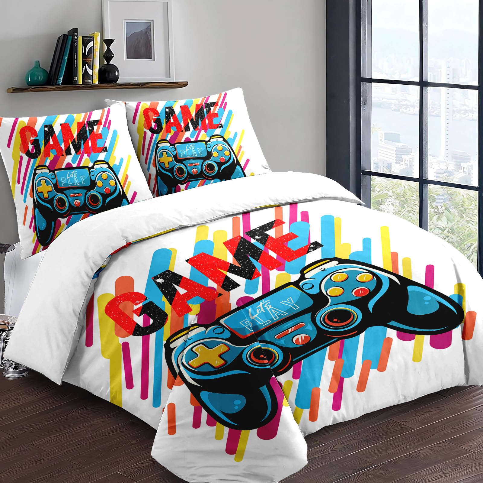 Yzehomijia Game Controller Duvet Cover Sets, 3D Graphic Print, Microfibre for Children 140×200 cm + 2 Pillowcases 65x65 cm.(G1×140) - Image 3