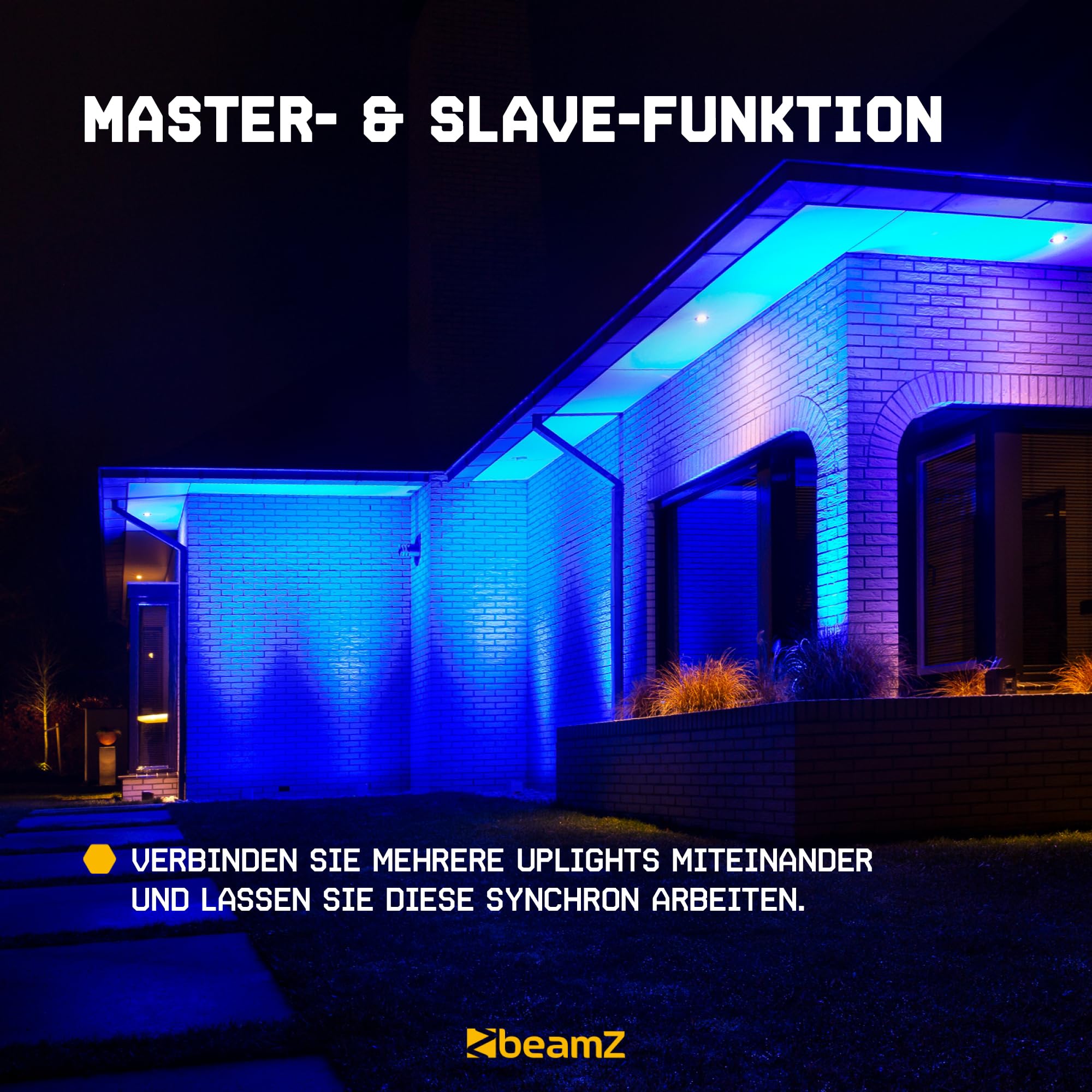 BeamZ Professional BBP54 Uplight 4er Set, Akku LED Strahler 4x12 Watt, DMX, IP65, RGBAW-UV Schwarzlicht, 15h Akkulaufzeit, Akku tauschbar - Schwarz