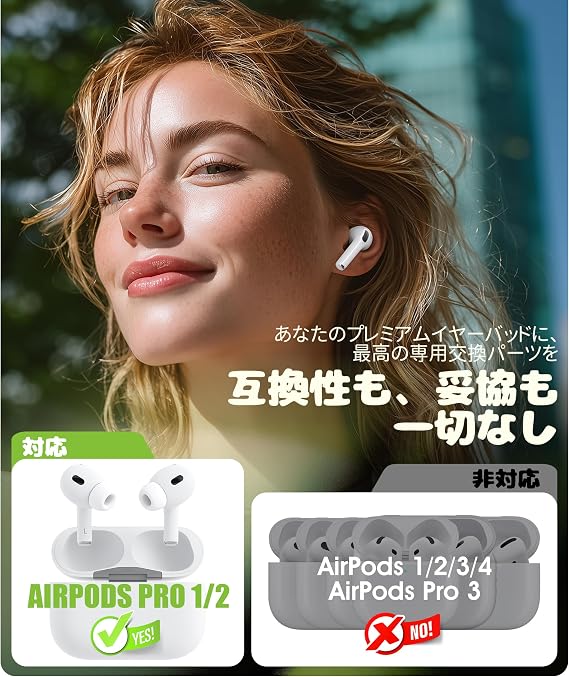 4 PairsEar Tips for AirPods Pro 1st/2nd Gen Size S 4 Pairs with Noise Reduction Hole, Non-slip Soft Silicone Replacement Ear Tips for Airpods Pro with Japanese Instructions