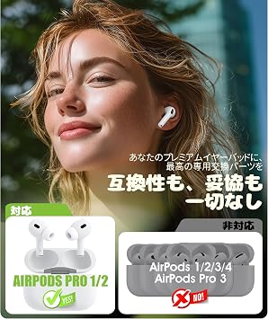 4 PairsEar Tips for AirPods Pro 1st/2nd Gen Size S 4 Pairs with Noise Reduction Hole, Non-slip Soft Silicone Replacement Ear Tips for Airpods Pro with Japanese Instructions