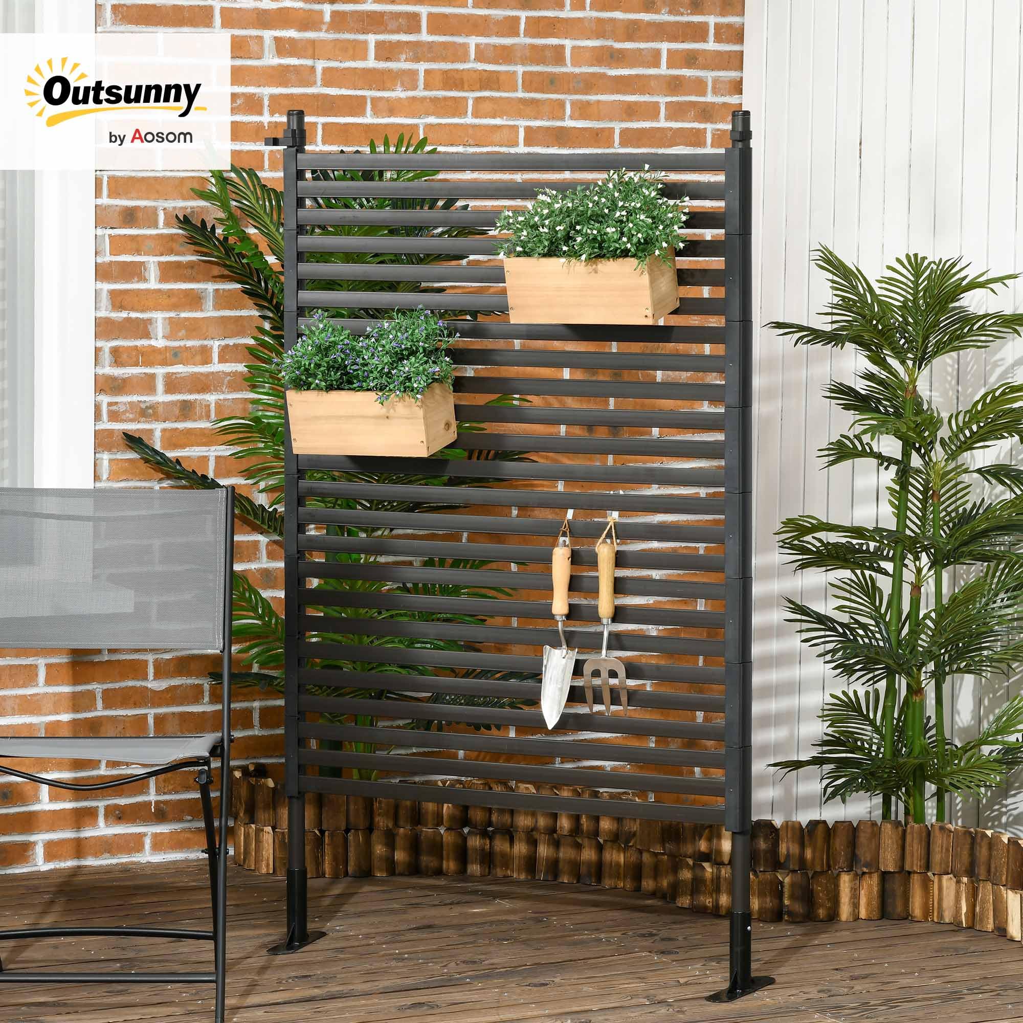 Outsunny Valla de Jardín Exterior 150x93 cm Acero PE para Plantas Marrón | 2 Modos de Instalación, para Plantas Trepadoras, Flores, Animales