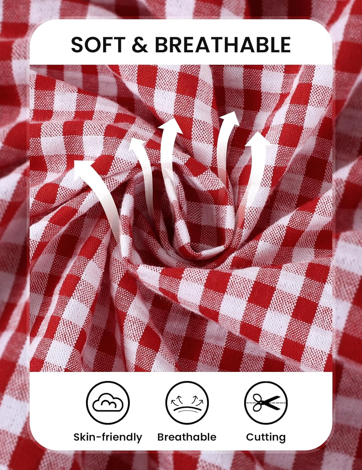 Wyeysyt Womens Gingham Pajamas Set 2 Piece Cotton Pj Sets Ruffle Babydoll Shirt and Plaid Shorts - Image 4