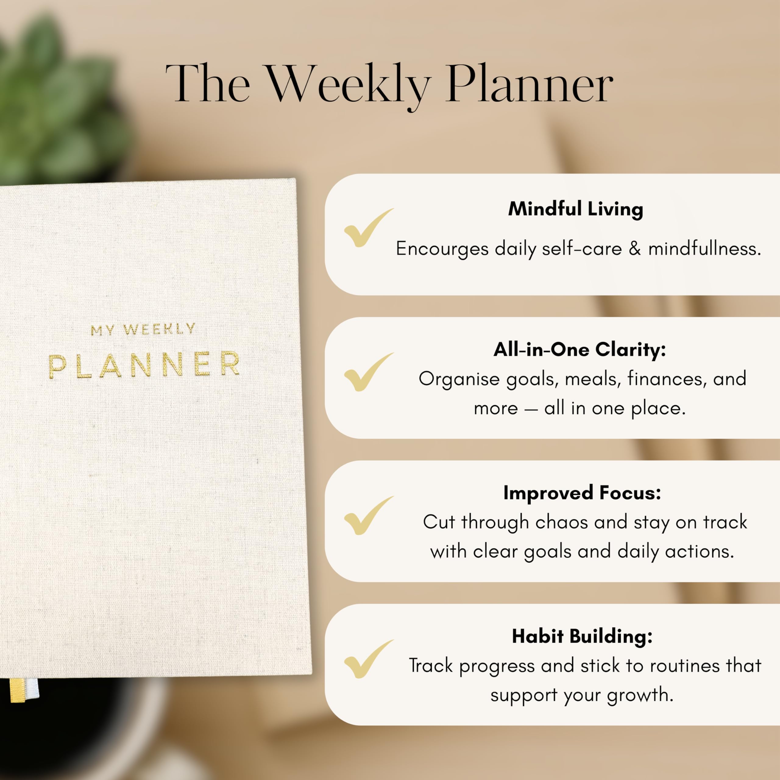 Planly | The Ultimate Undated Weekly & Monthly Planner A5 Daily Journal, To-Do List, Notebook with 255 Pages, 120gsm Paper - Habit Tracker, Increase Productivity & Achieve Goals - Image 3