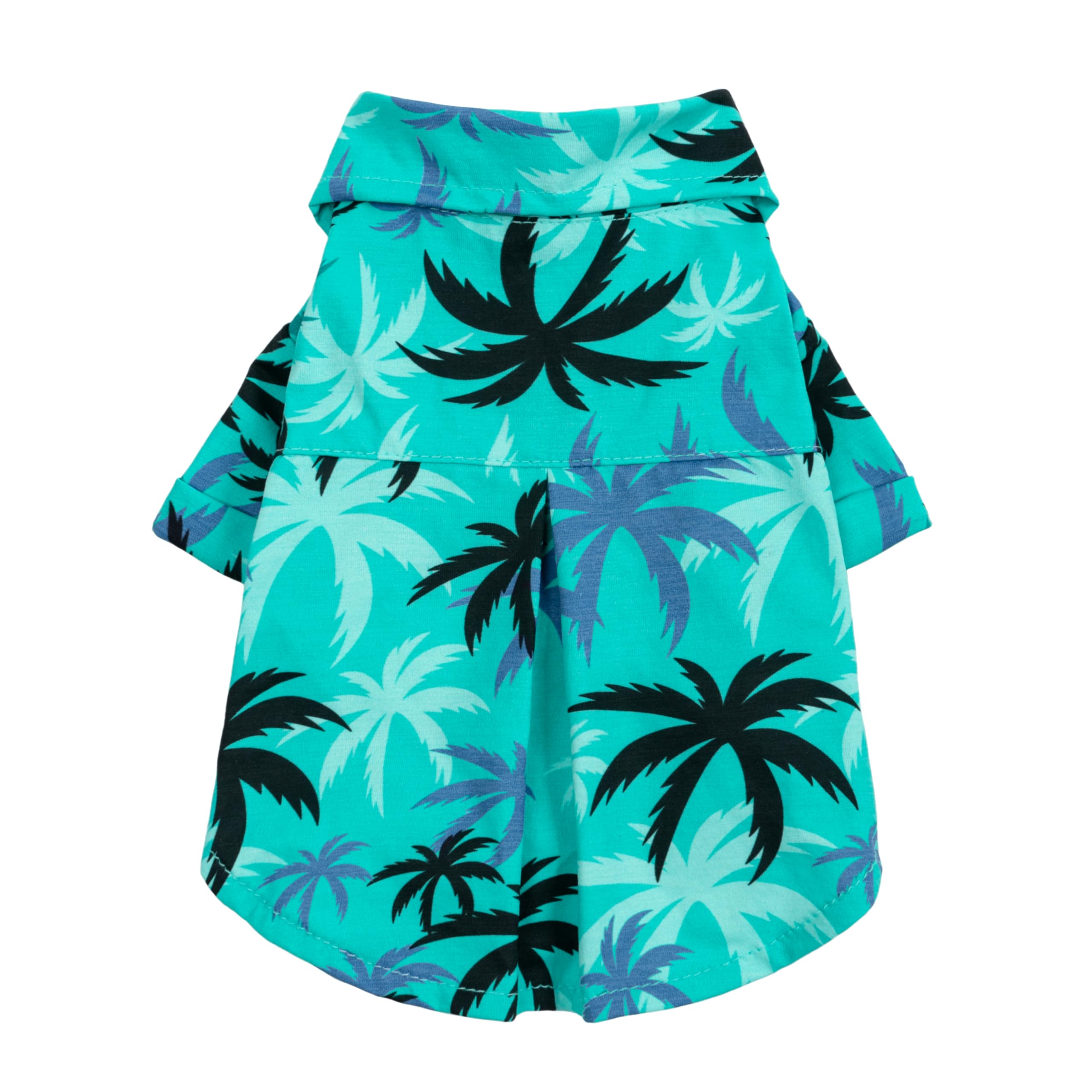 Fitwarm Hawaiian Coconut Palm Dog Shirt, Tropical Summer Clothes for Small Dogs Boy, Pet Collared Outfit, Light Sea Green, Black, Medium