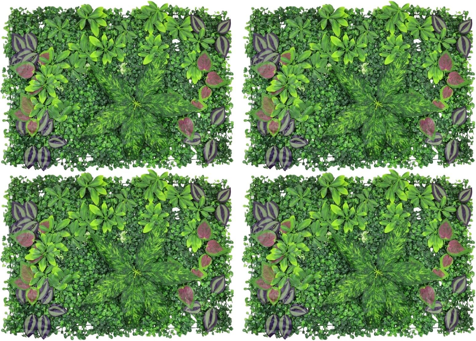 HOME ELEMENTS 4 Pcs Artificial Boxwood Hedge Wall Panels, Grass Wall Panels, UV Protected Faux Green Grass Backdrop for Interior Wall Indoor Home Outdoor Fence Garden Backyard Decor (60x40cm)