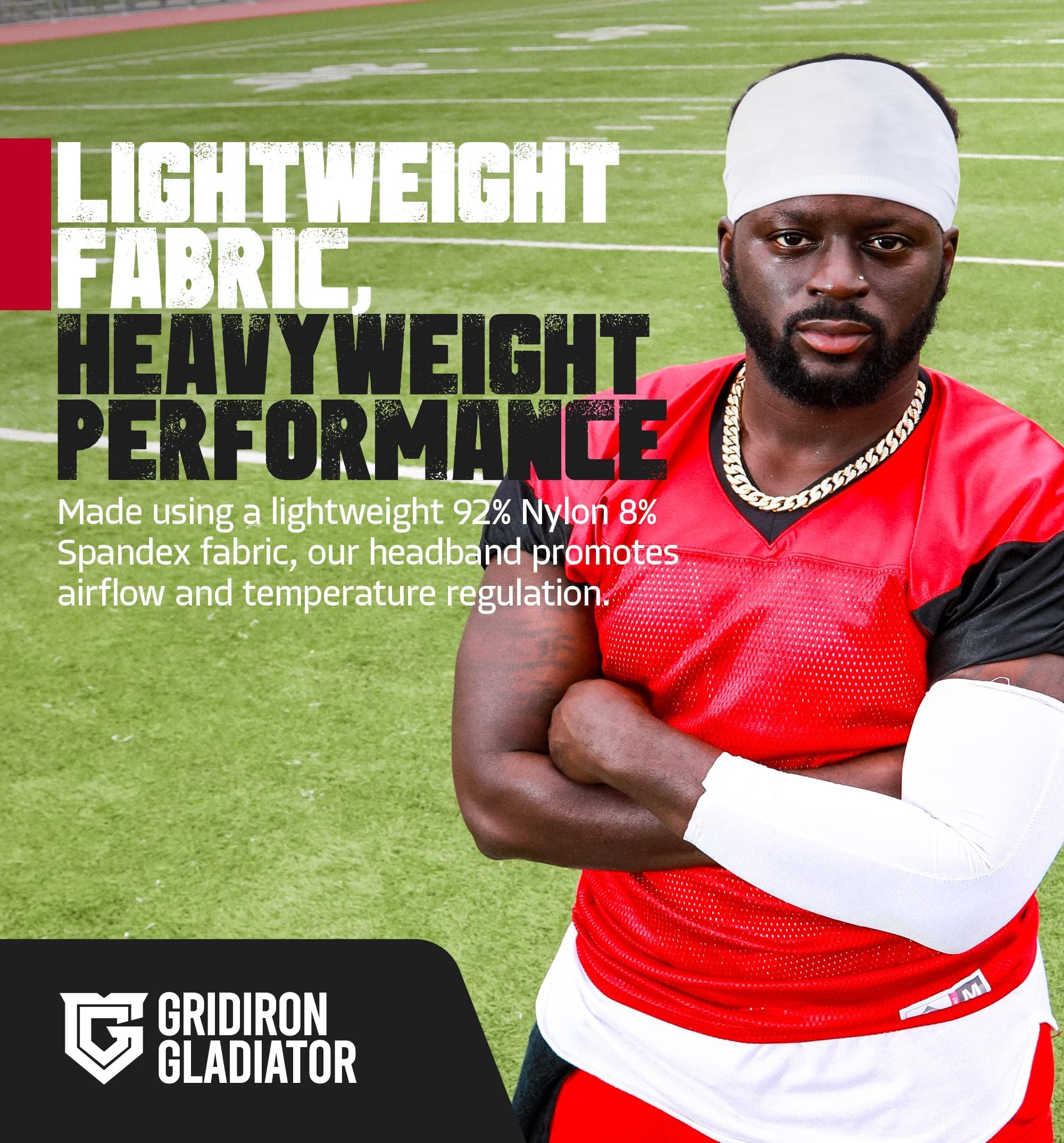 Gridiron Gladiator Bandana piłkarska, opaska na głowę, męska opaska na głowę, sportowa opaska na głowę - opaska na głowę - męskie opaski treningowe