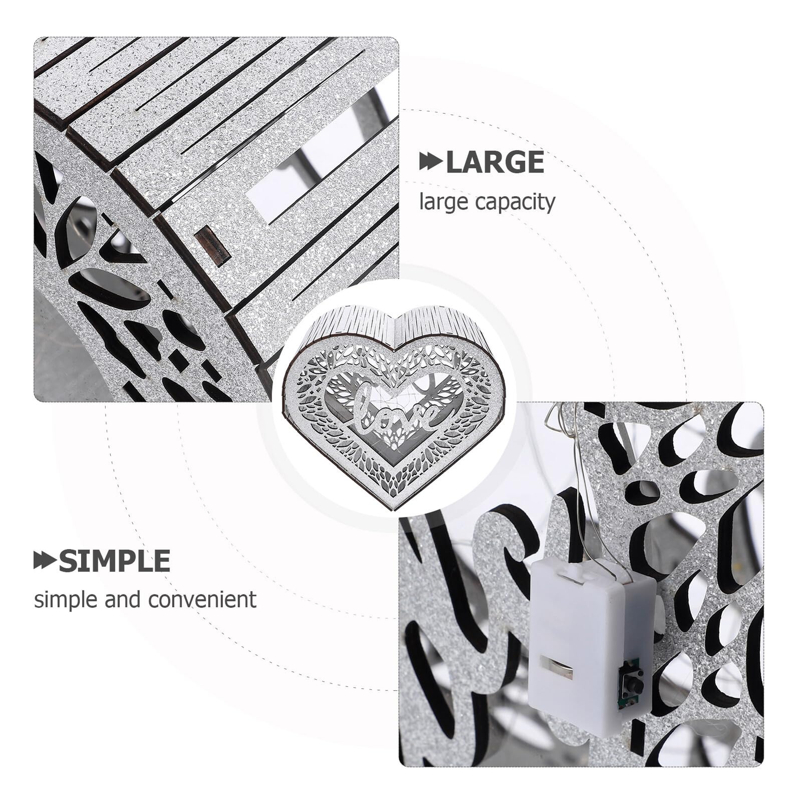 TOYANDONA Scatola per Biglietti D’Auguri a Forma di Cuore in Legno Rustico Contenitore Portatile per Buste e Denaro Matrimonio Grande Capacità per Feste e Anniversari Decorabile Fai da