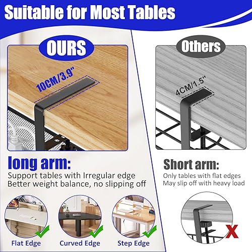 Miniatura 2 de REFLYING Bandeja de organización de cables para debajo del escritorio, brazos largos de metal (3.9 pulgadas), bandeja de cables de escritorio de