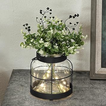 Vintage Glass Farmhouse Vase Rustic Lantern Decor with Plants Flowers Lights Retro Style Vases for Home Decor Floral Arrangement Hostess Gift