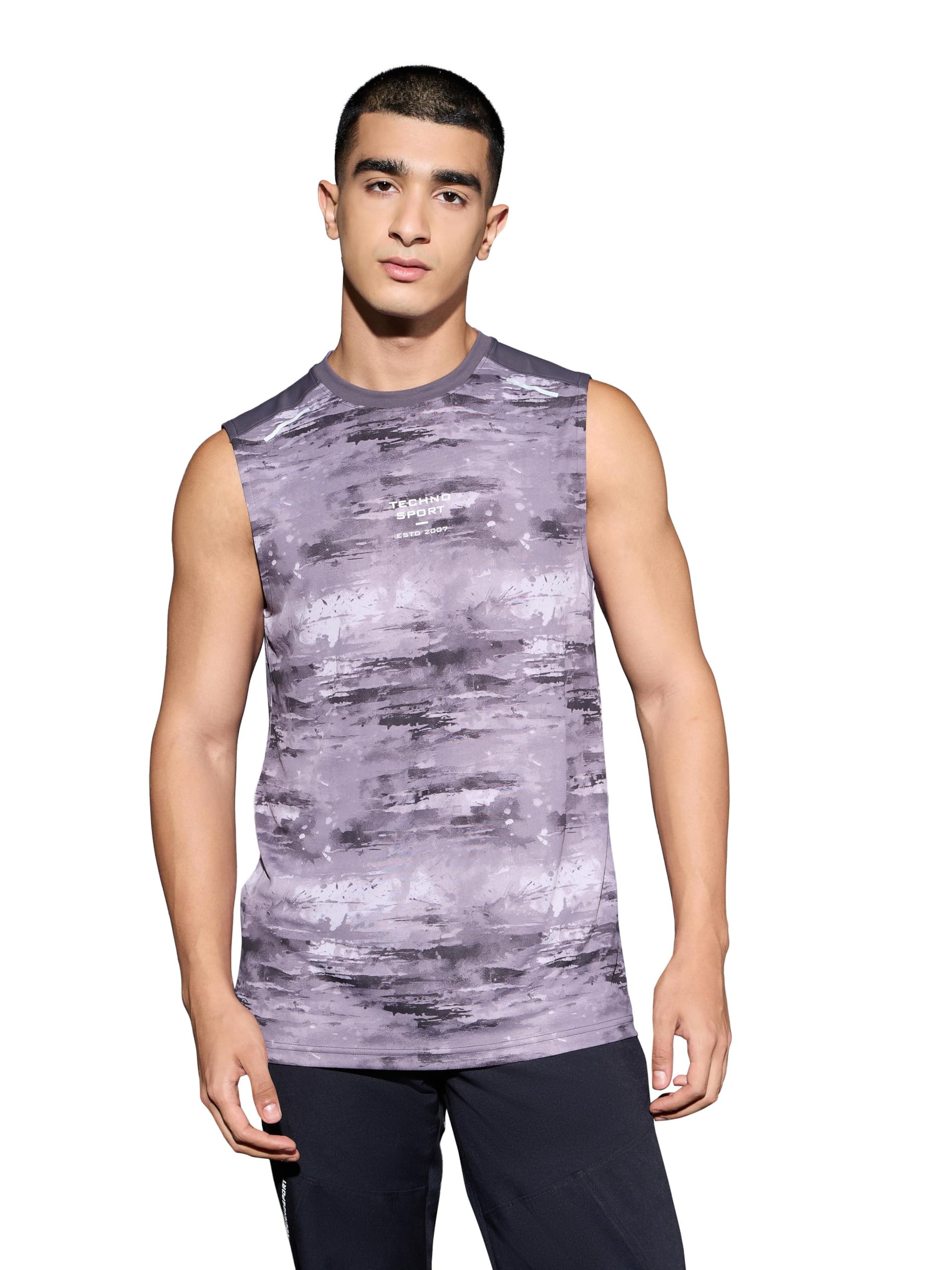 Men Polyester Slim Fit Crew Neck Printed Vest with Quick Dry, Anti Microbial Properties for Running, Gym & Sports-image-33