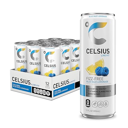 CELSIUS Fizz Free Blue Razz Lemonade, Sugar Free Energy Drink, 12 Fl Oz (Pack of 12) - Fizz Free Blue Razz Lemonade