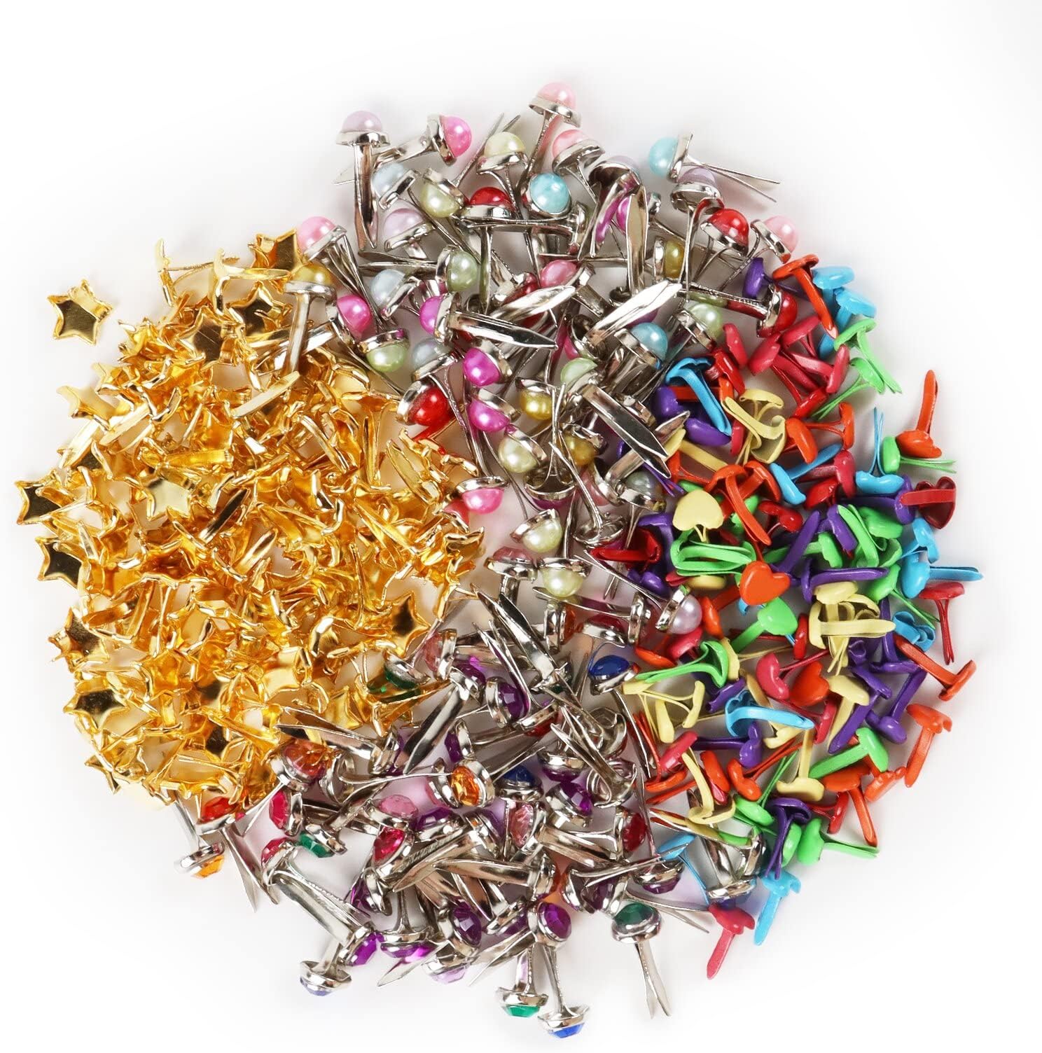 Diyxisk Multi-Purpose Metal Pattern Clips, 300 Pieces Brads, Metal Craft Clips for Scrapbooking, Pattern Clips for School, Office, Crafts, DIY Projects