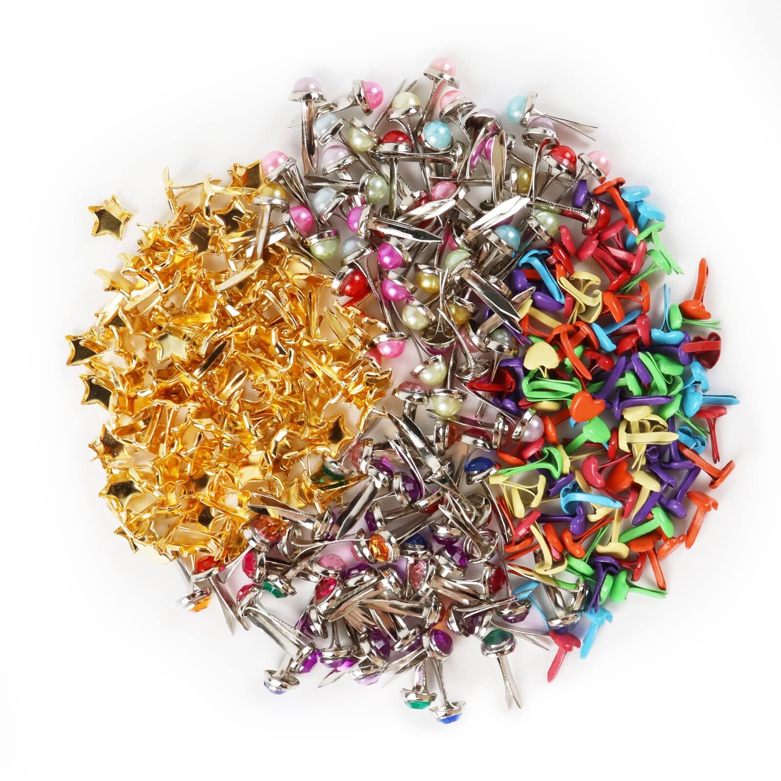 Diyxisk Multi-Purpose Metal Pattern Clips, 300 Pieces Brads, Metal Craft Clips for Scrapbooking, Pattern Clips for School, Office, Crafts, DIY Projects