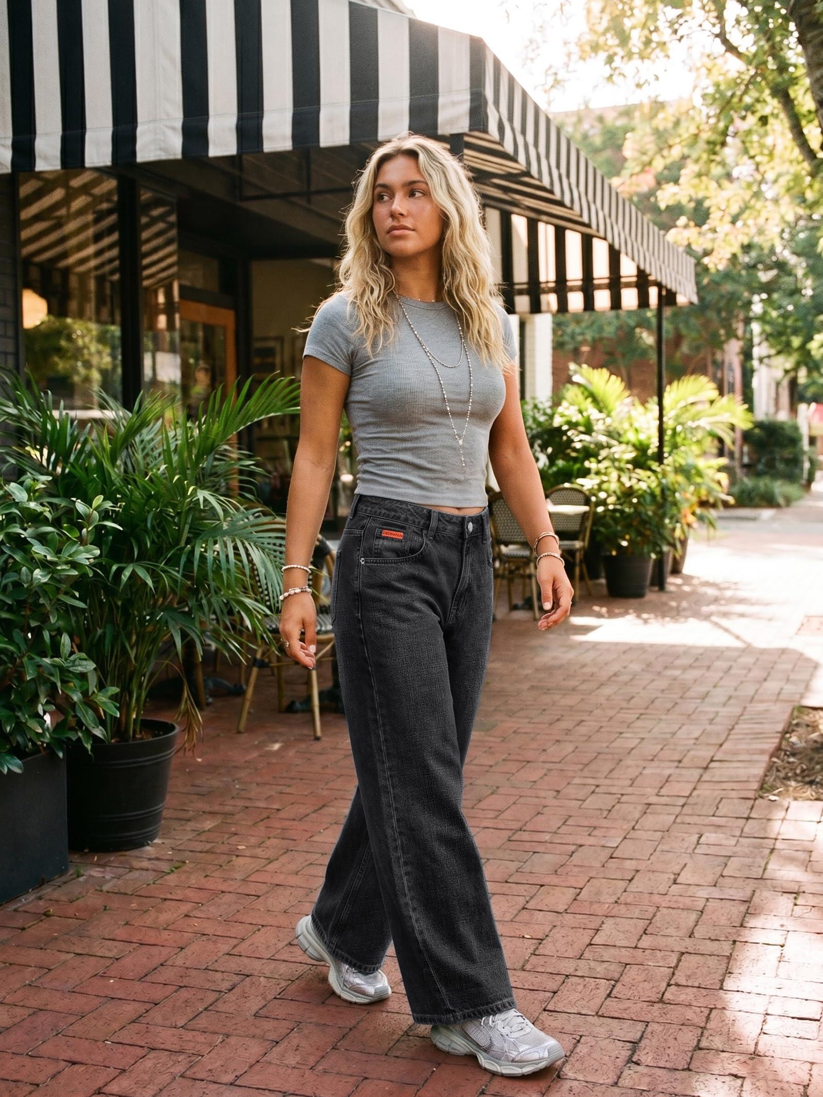 EMMIOL Baggy Jeans Damen High Waist Loose Denim Hosen Y2K Hip Hop 90er Hose