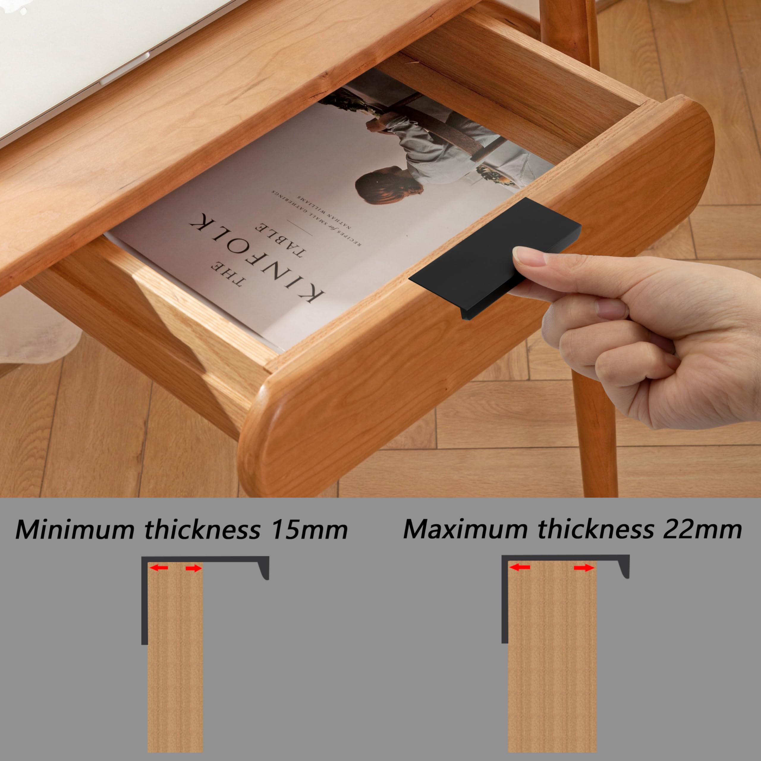 Maniglie per Mobili da Cucina Nero Maniglie Armadio Nascoste 80mm con Viti per Anta dell'Armadio Cassetti 8 Pezzi