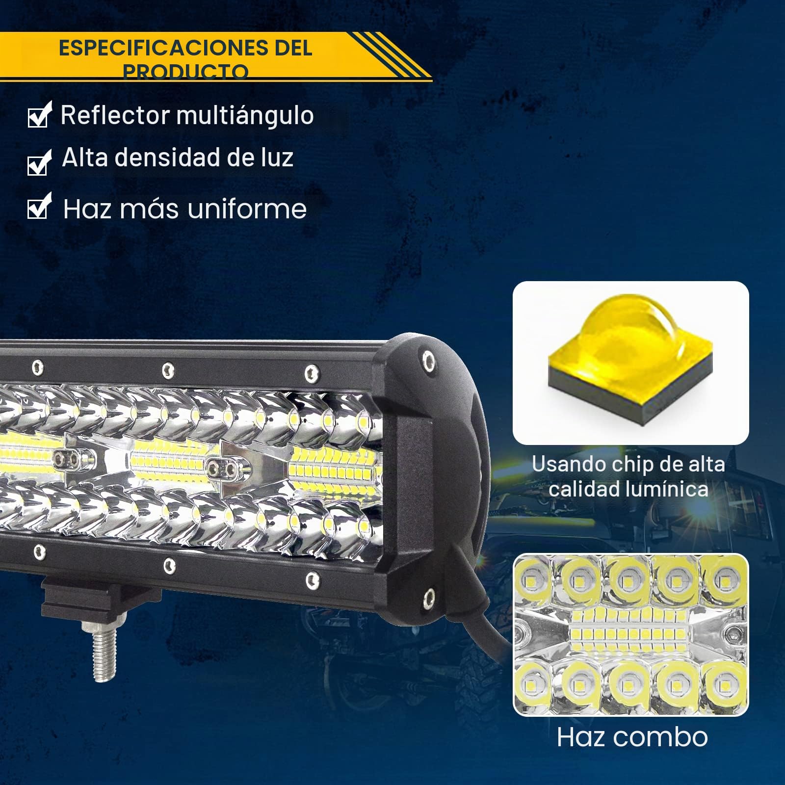 AUXTINGS 58 cm 480W Triple Fila 8D camper furgoneta barra led 4X4 luz de la barra LED Spot Inundación Combo Beam + Kit de arnés de cableado DC 12V-24V 6000K para vehículos offroad 4x4 ATV UTVS