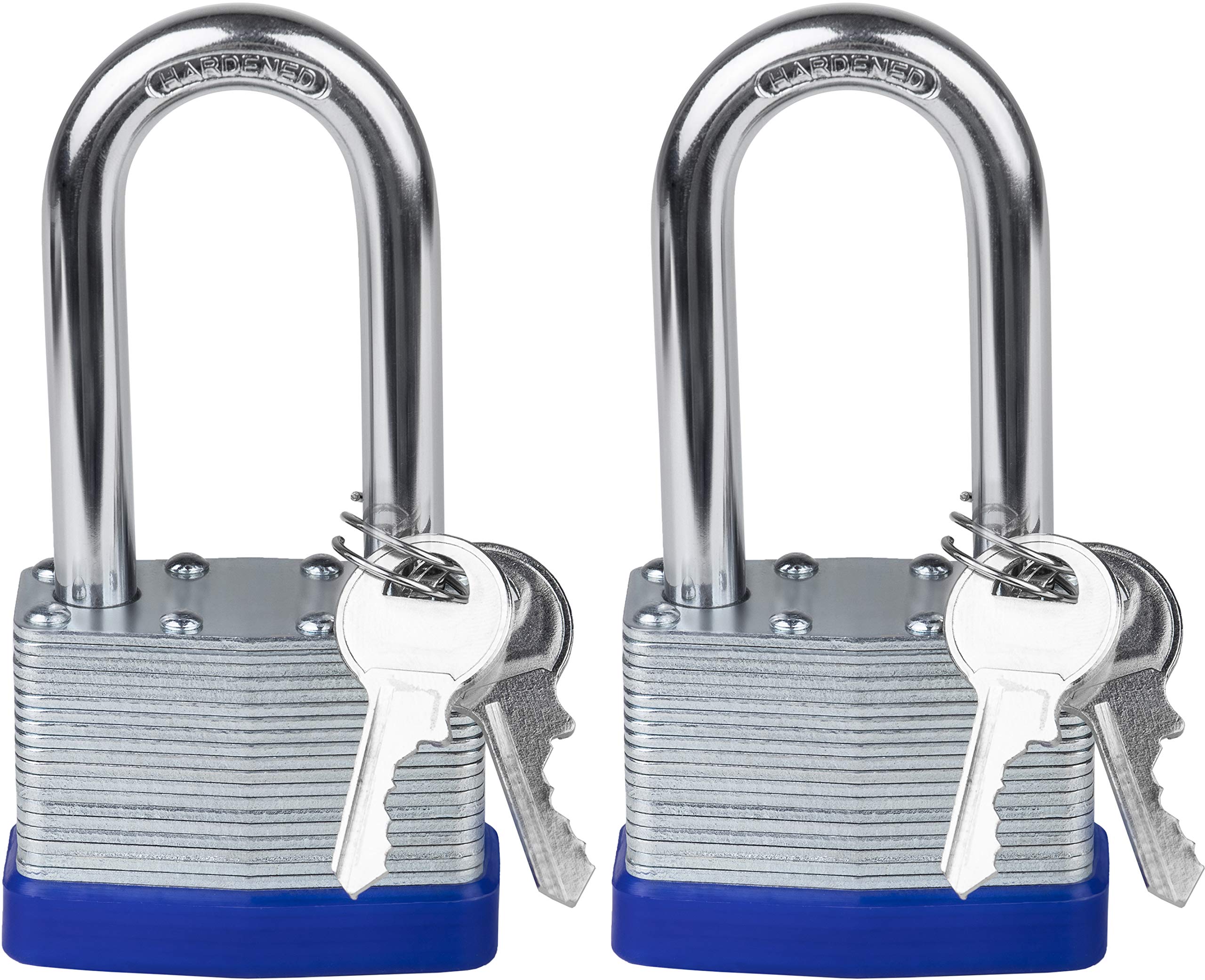 PATIKIL 2-Pack High Security Padlock – 1.9" Steel Shrouded Shackle, Keyed Alike With 4 Keys, For Gates, Sheds, Lockers