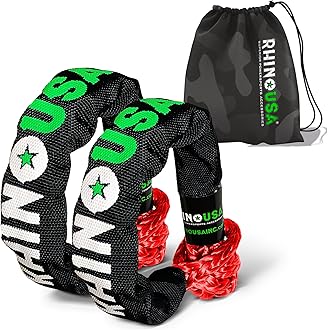 Rhino USA Synthetic Soft Shackle Rope (2-Pack) - 3/8 Inch x 22 Inch (31,400lb Min Break Strength) Offroad Soft Shackle Recovery Kit for Truck, UTV, ATV - Compatible with Jeep, Toyota, Ford & More!