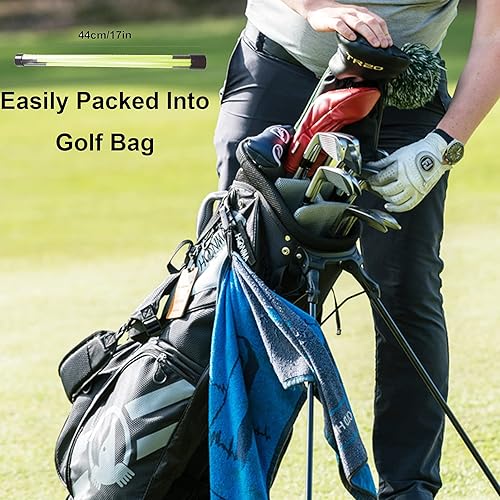 Miniatura 5 de Eshan Palillos de alineación de golf, paquete de 2 unidades, equipo de ayuda de entrenamiento de columpio, varillas de entrenamiento plegables,