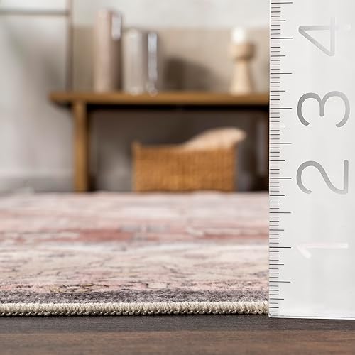 Miniatura 5 de nuLOOM Jenise - Alfombra tradicional lavable a máquina, 4 x 6 pies, color beige