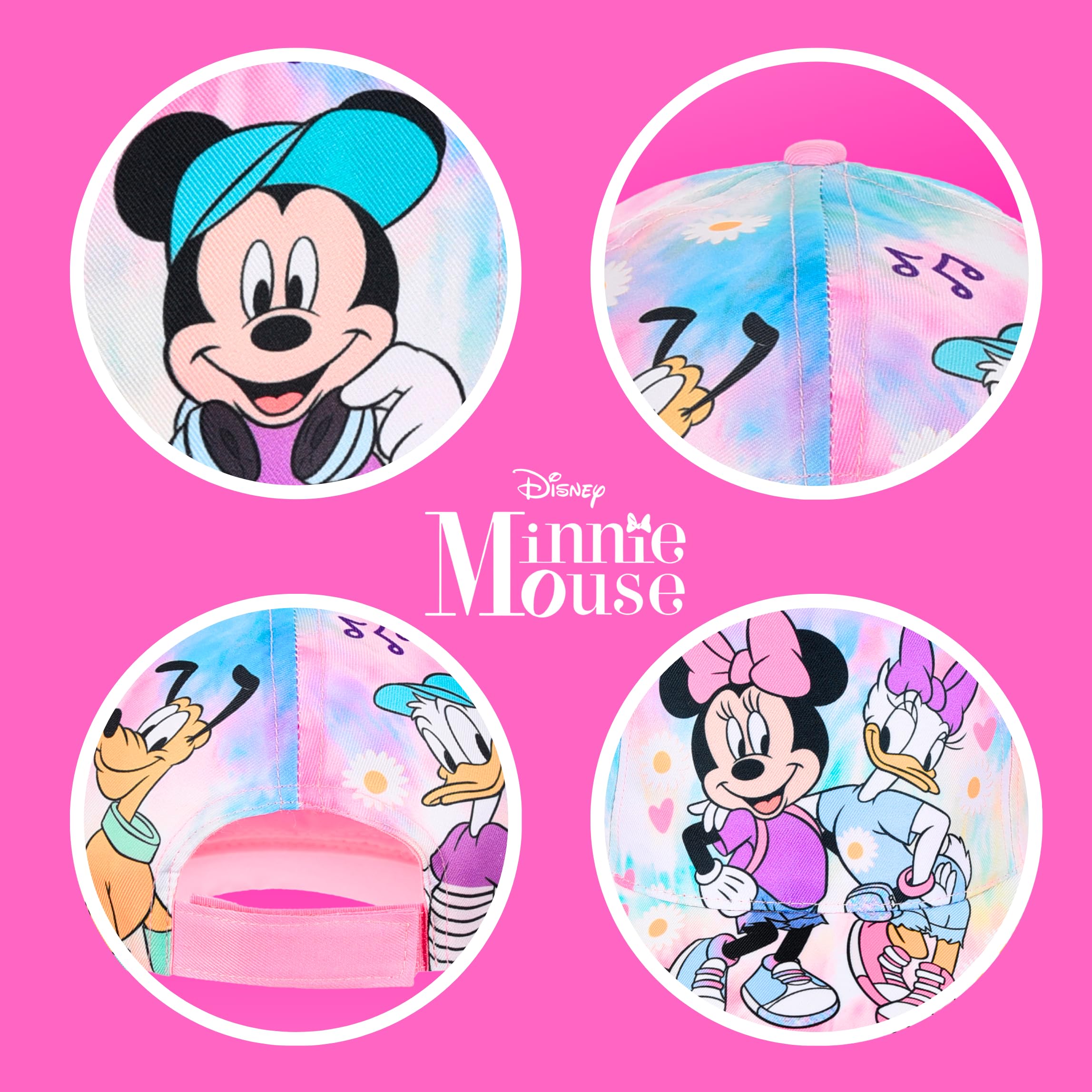 Disney Minnie Mouse para Niñas, Gorra de Beisbol de Verano Diseño Mickey Mouse, Daisy, Donald y Pluto, Regalo para Niñas