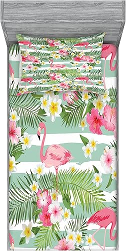 Miniatura 47 de Ambesonne Juego de sábanas bajeras y fundas de almohada, diseño retro de los videojuegos con botones de joystick vintage de los años 80 y 90, diseño