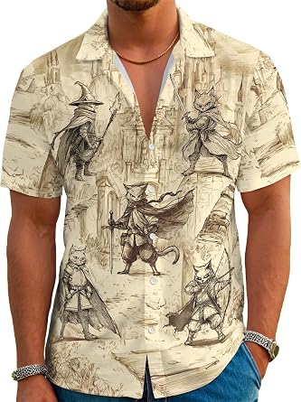 Mens Hawaiian Shirt Funny Beach Shirts for Men Button Down Short Sleeve Aloha Clothing Outfits