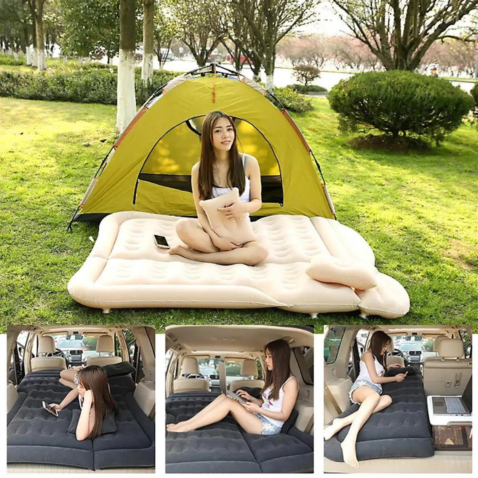 Auto Camping Luftbett Aufblasbare Matratze für SUV Rücksitz, Tragbare Auto Reise Isomatte für Off-Road und Camping