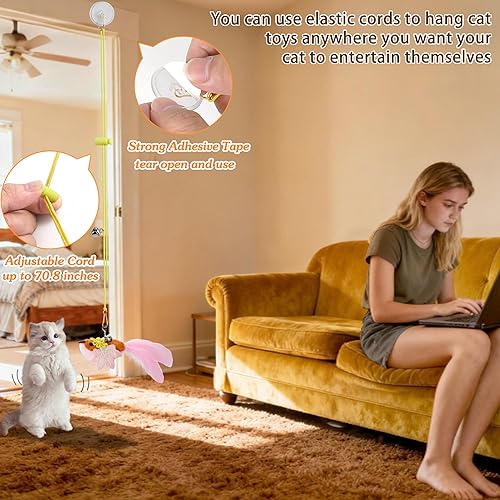 Miniatura 3 de Juguete de gato volador, 1 juguete interactivo para gatos y 2 piezas de repuesto para gatos de interior