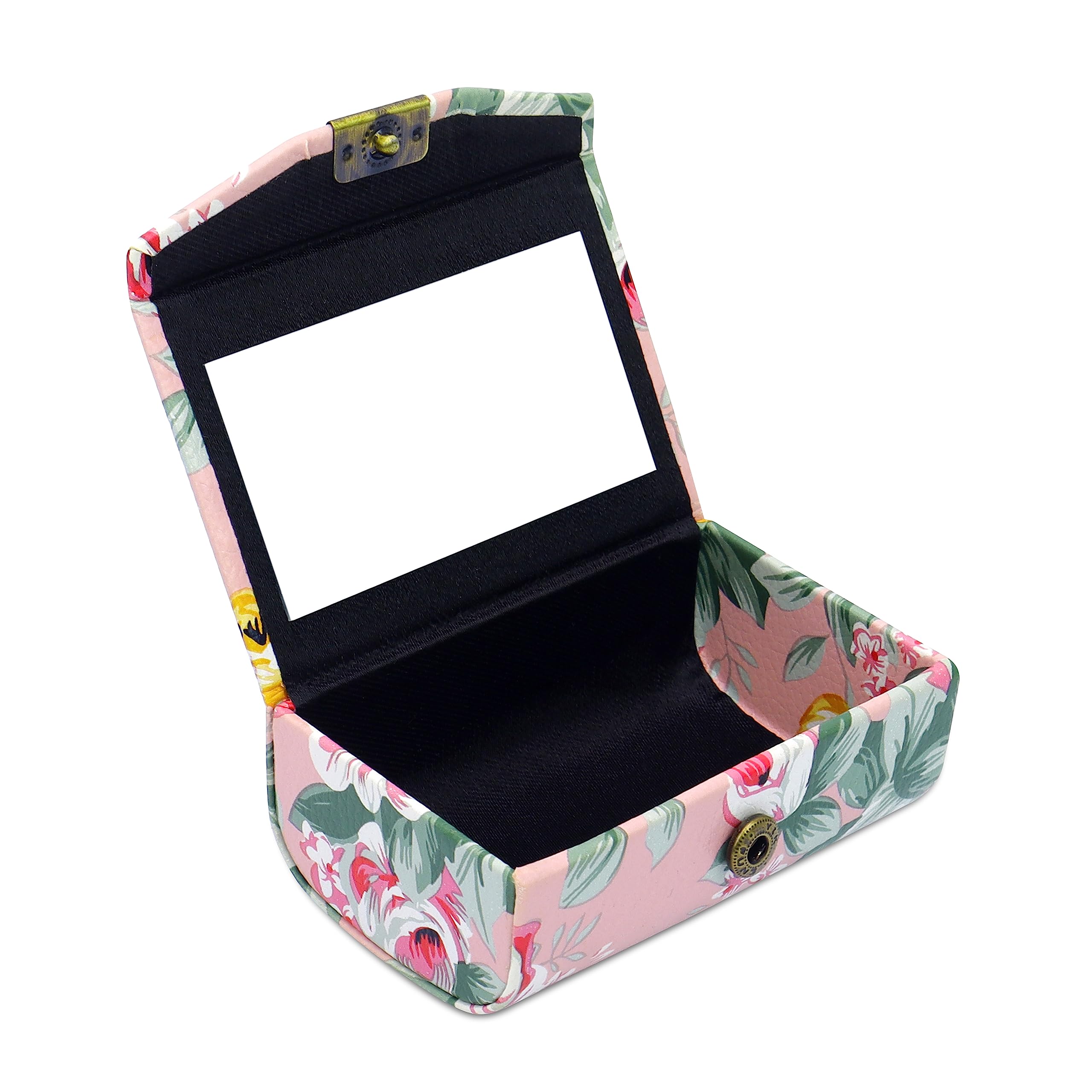 NFI essentials PU 1 Pcs Ladies Floral Lipstick Case Holder with Mirror Lipstick Holder to Cosmetic Storage Kit Makeup Travel Cases Organizer Bag for Purse (9x6x3.5 cm, Pink, 1)-image-41
