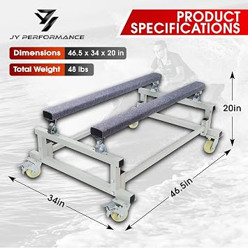 Jet Ski Dolly Cart, PWC Stand with Adjustable Carpeted Bunks | 1000 lbs Capacity, with 4 Casters and 2 Brakes, Heavy-Duty Jet ski/PWC storage and transport