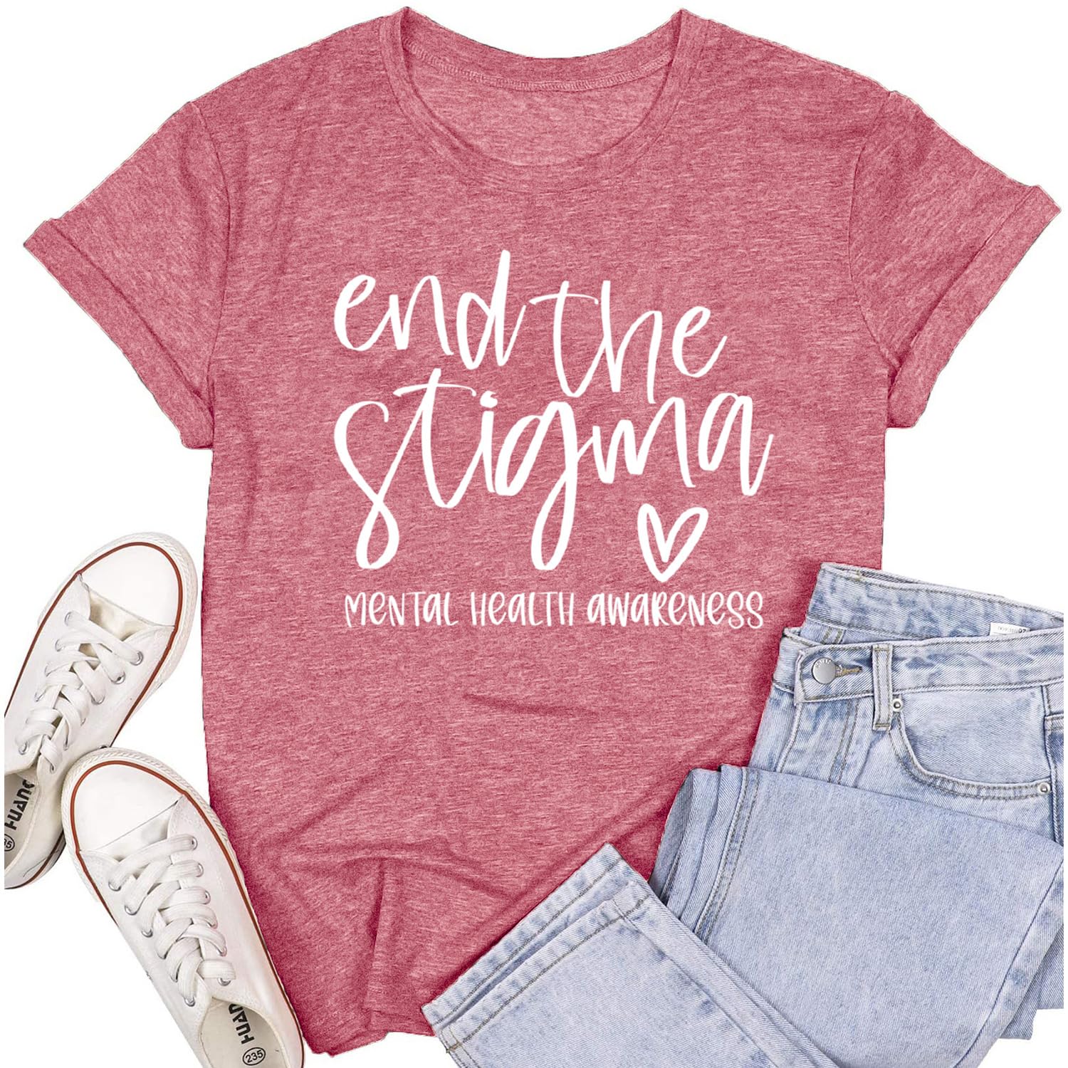 SUWATOIN Womens Mental Health Matters Shirts Human Brain Illness Awareness T-Shirt Therapist Tee Top