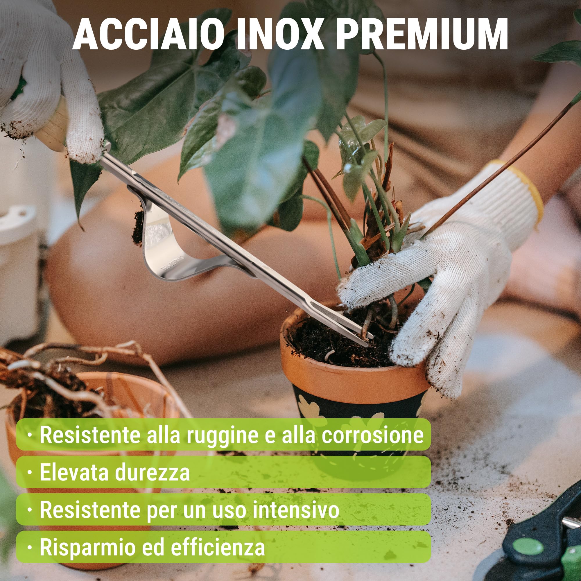 WORKPRO Estirpatore Erbacce Manuale in Acciaio Inossidabile e Legno di Faggio con Punta Vaffilata e Azione di Leva, Strumento Efficiente per Estirpare Erbacce, Utile Attrezzo da Giardino