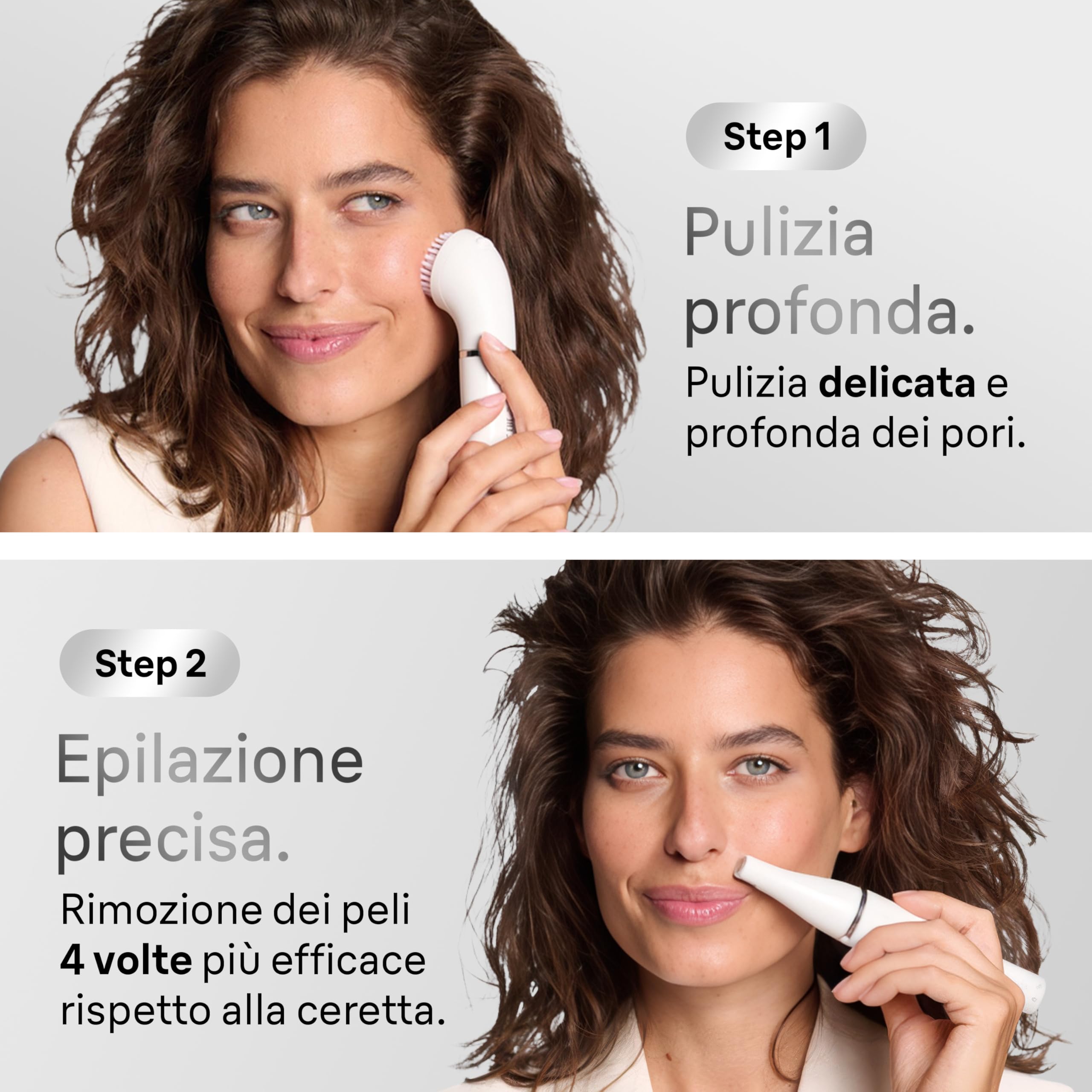 Braun FaceSpa Epilatore Viso Donna con Spazzola di Pulizia, 810V Bianco | Depilatore Elettrico con Spazzola di Pulizia per Epilare e Pulire il Viso, con 1 Accessorio