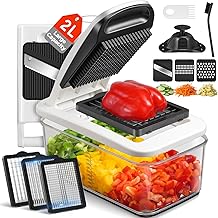 Vegetable Slicer, Sopito Vegetable Slicer with 6 Blades, 2 Litre Large Container, Hand Guard and Cut-resistant Gloves, Mandolin Vegetable Slicer, Vegetable Chopper