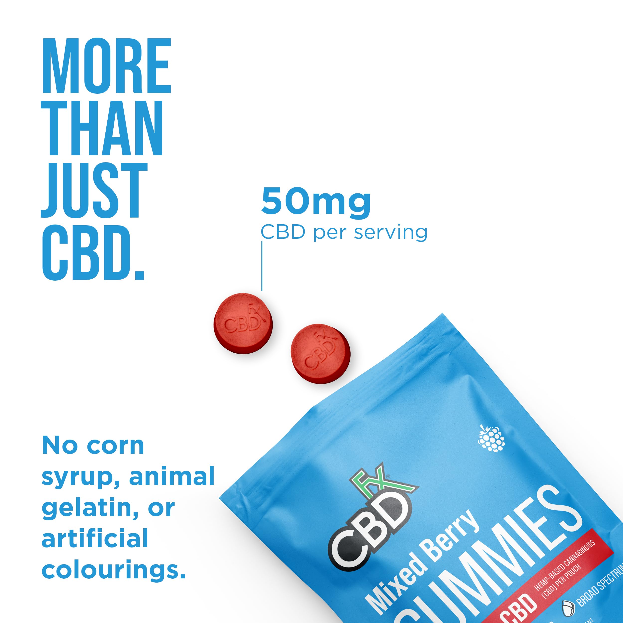 CBDfx 200mg CBD High Strength Mixed Berry Gummies 25mg CBD per