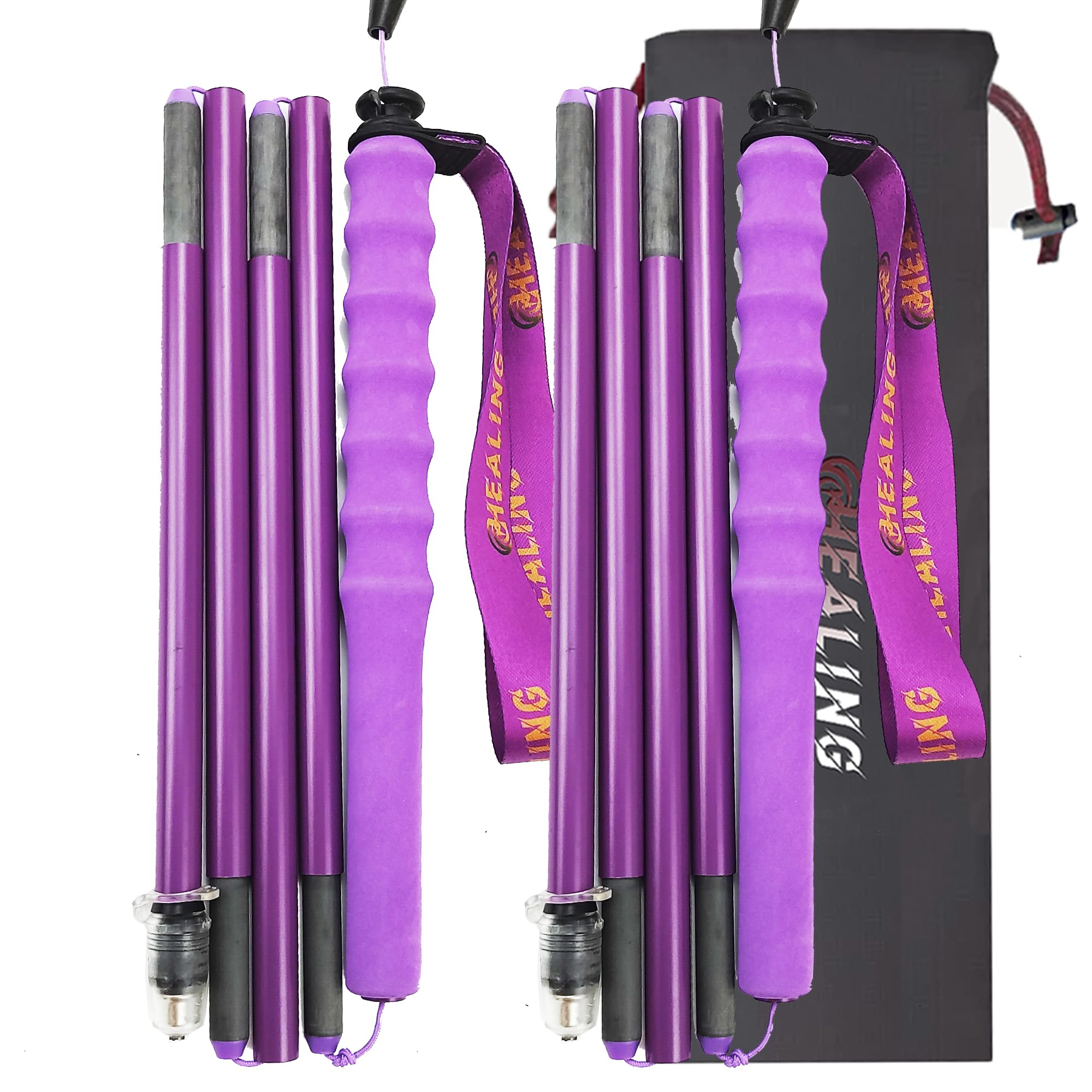 OKHEALING High Strength Carbon Fibre Trekking Poles 2 pcs, Folds Into 5 Sections, Lightweight and Strong, Protects Joints, Suitable for Hiking, Trekking and Mountaineering (Purple, 110cm) โ image 1
