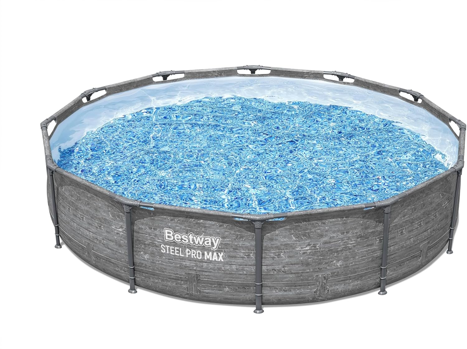 Bestway Steel Pro MAX 12' x 30" Above Ground Pool, Round Metal Frame Outdoor Swimming Pool Set with Filter Pump, Stacked Stone Print