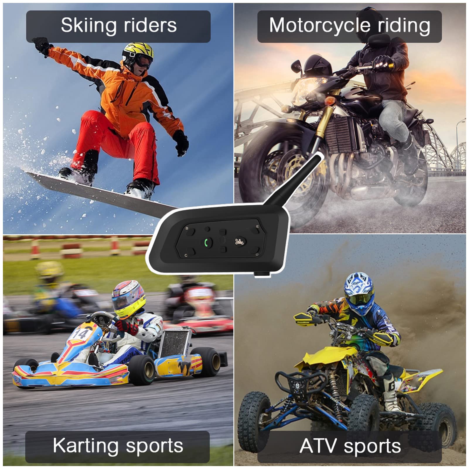 Motocyklowy zestaw słuchawkowy Bluetooth, obsługa parowania 6 osób 2 osoby rozmawiające z automatycznym odbieraniem połączeń, 00 800 M/1968 2624Ft Odległość Bezprzewodowy zestaw słuchawkowy do kasku N