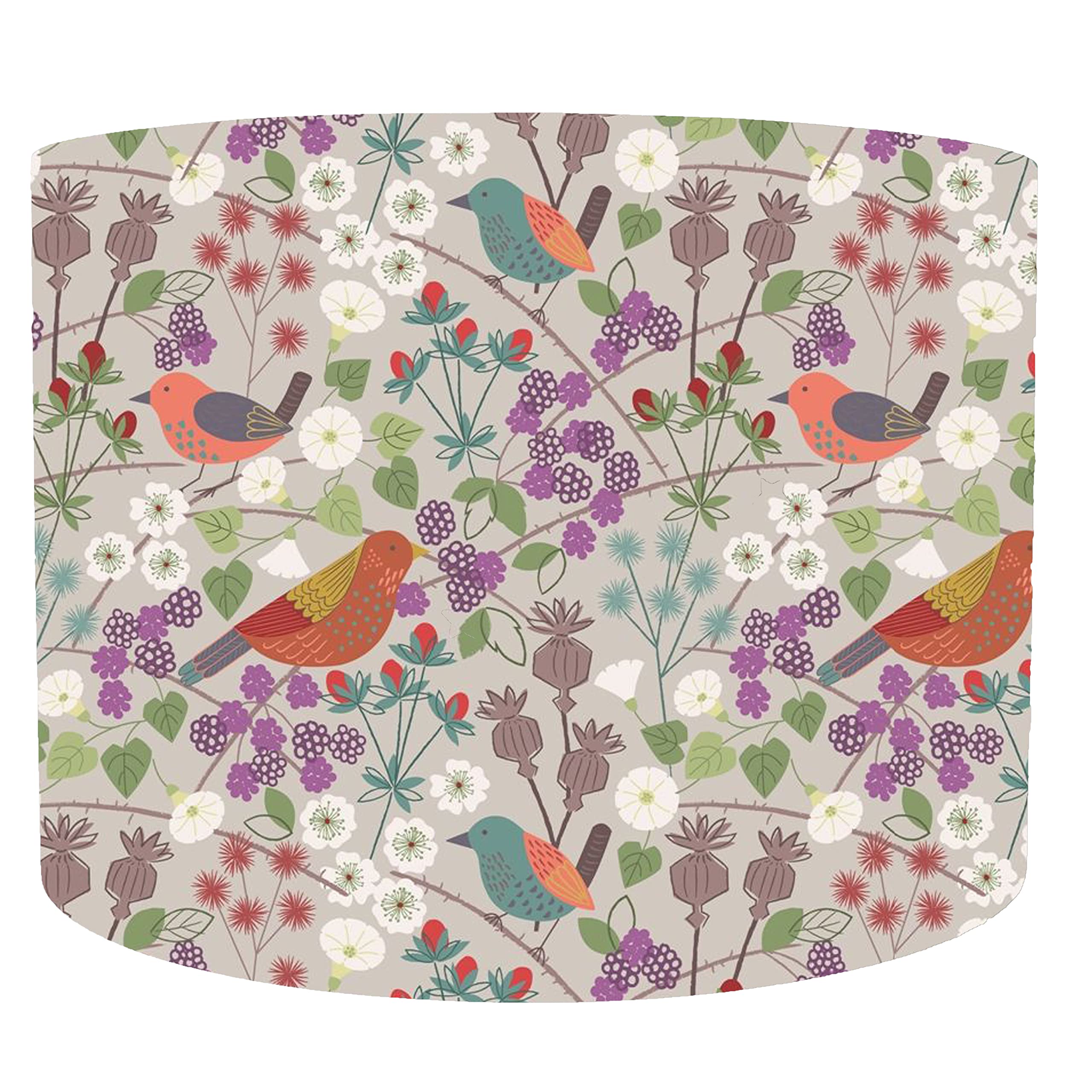 Leo & Cal, Bird Drum Lampshade for Table Lamp, Choice of 20cm, 25cm, 30cm Diameter, Countryside Home Decor, Nature Themed Room, Woodland Ceiling Light Shade, Wildlife Interiors