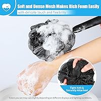 Vista 5 de VANZAVANZU Juego de esponjas de lufa exfoliantes para el cuerpo, esponja de plástico antideslizante de 17 pulgadas con mango de esponja de ducha
