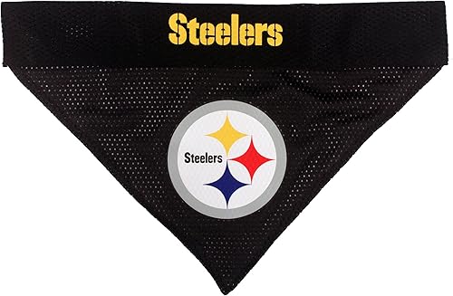 Vista 86 de Bandana reversible de la NFL para perros y gatos. Bufanda, bandana del equipo de malla y bordado superior. Cumpleaños de perros, juegos de fútbol