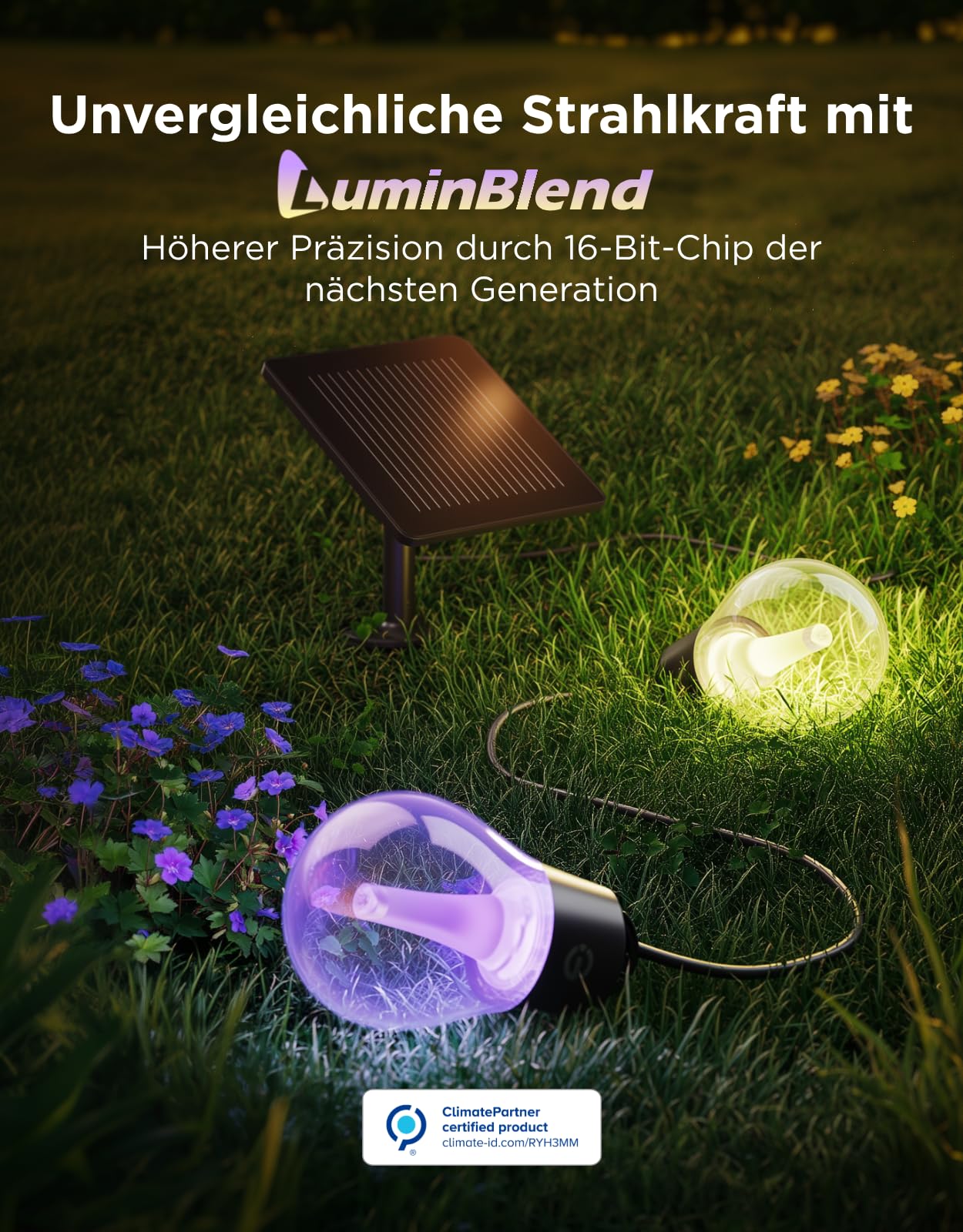 Govee Solar Lichterkette Outdoor 10m, RGBICW mit 16 Millionen Farben | 112 Szenenmodi, App-Steuerung, nur Bluetooth, 8 dimmbaren splitterfreien LED-Lampen, 50lm, IP67 für Balkon, Garten, Camping