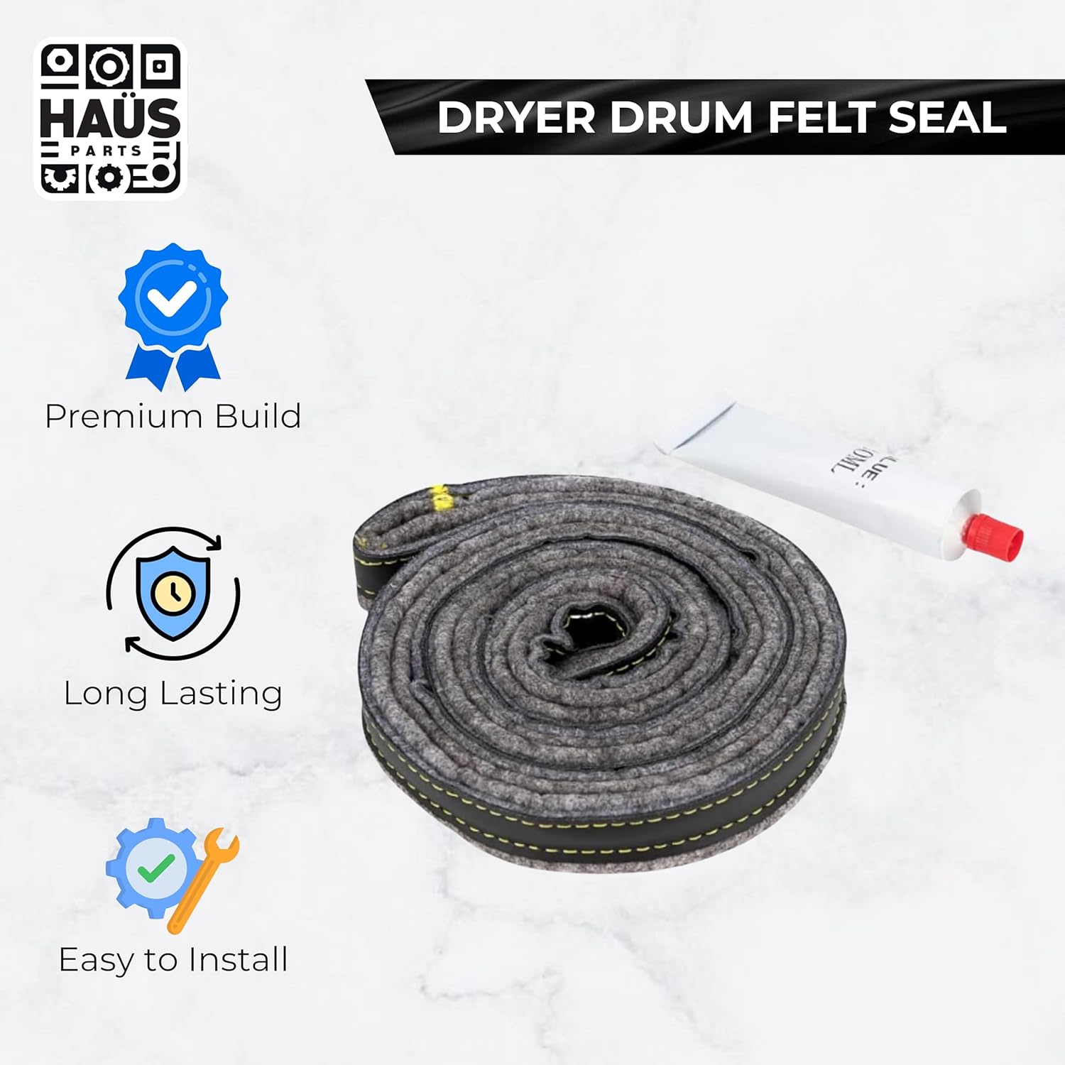 DC97-07618A Dryer Drum Felt Seal Compatible with Top Brands Replaces With DV42H5200EW,DV42H5000EW DV45K6500EV,DV48H7400EW,AP4453798,PD00025731 PS4218879,3998155 (2-PACK)