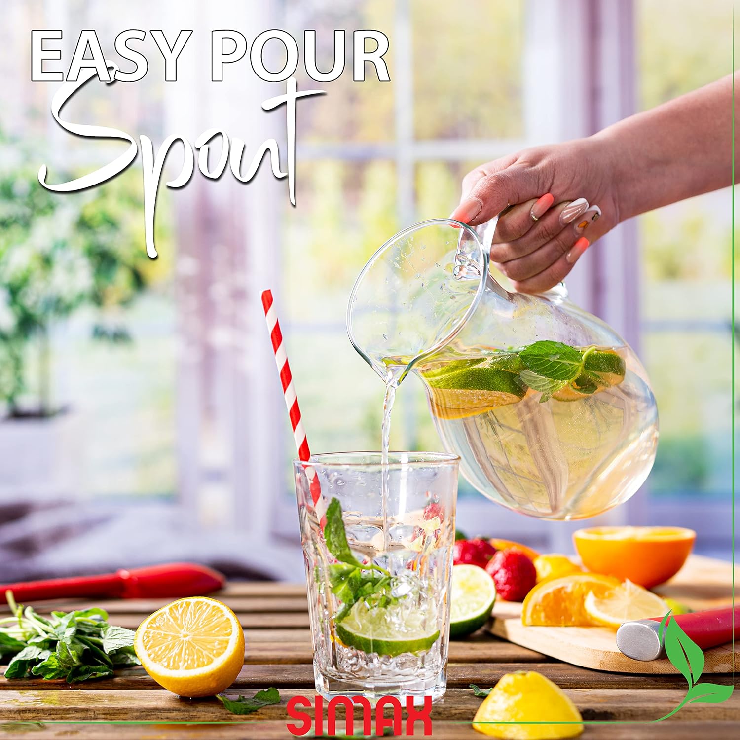 Simax Glass Pitcher With Spout, SMALL 1 Quart Borosilicate Glass Pitchers With Handle,Glass, Cocktail Pitcher, Margarita, Sangria, Beverage Pitchers - Image 5