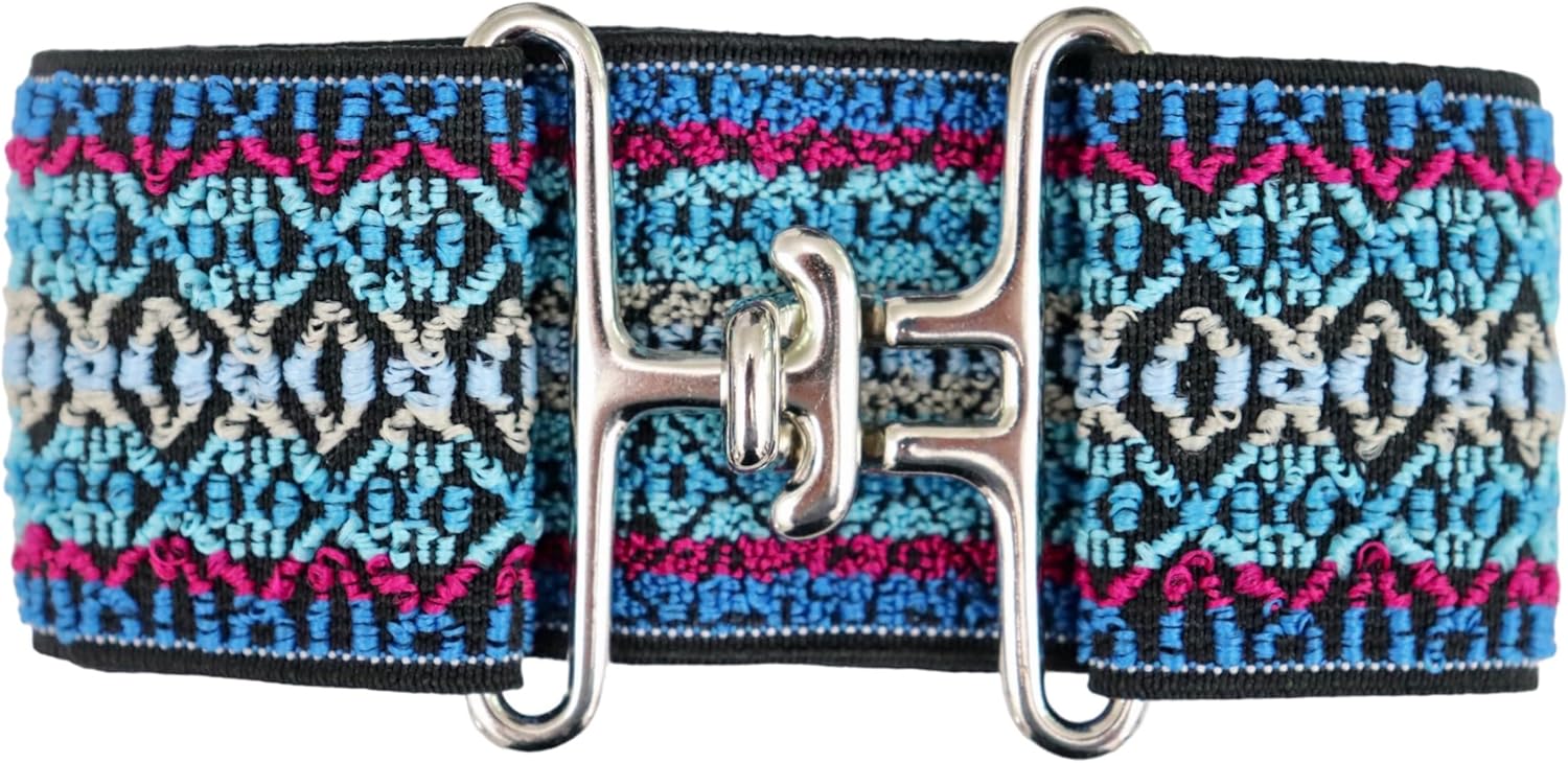 2 inch Equestrian Elastic Belt with snaffle bit, circle or surcingle buckle.